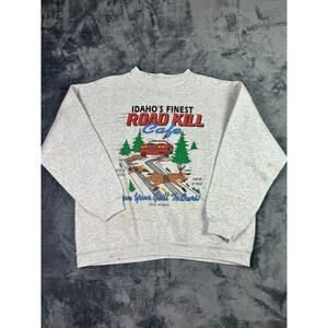 Vintage 80s‎ Road Kill Cafe Sweatshirt Idaho’s Finest Graphic Pullover Men’s L